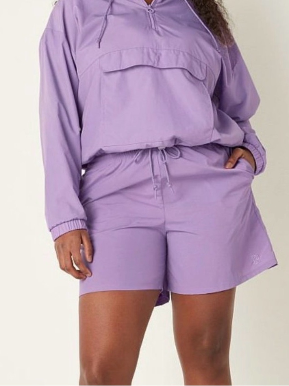 PINK Victoria’s Secret Lavender Hoodie Shorts 2 Piece Set Size L